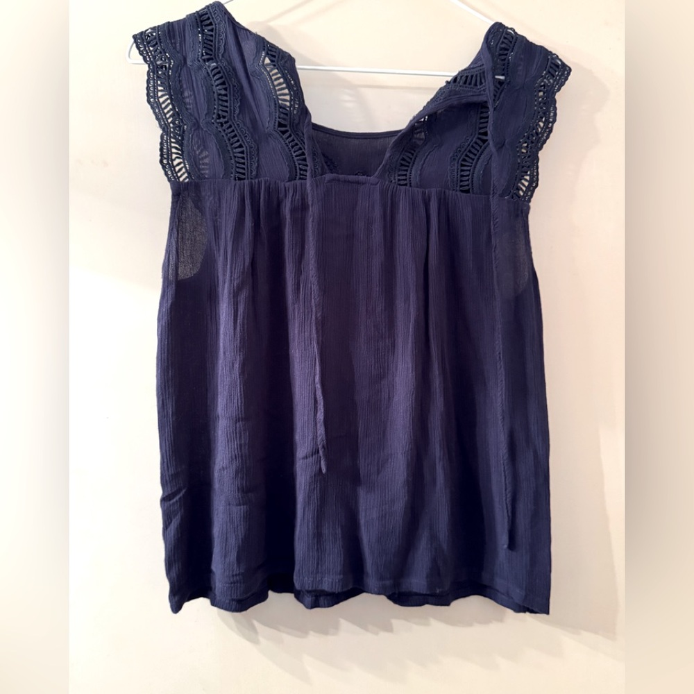 Anthropologie The Korner Navy Blue Blouse